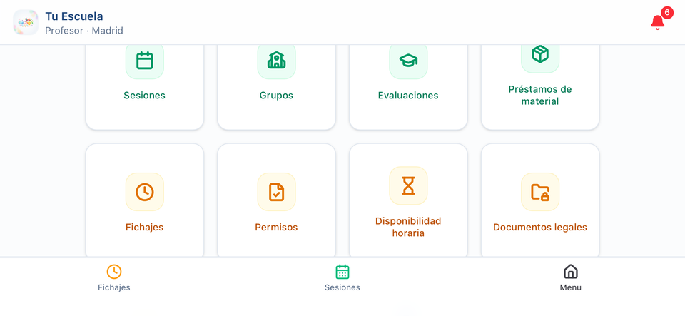 Aplicación móvil de MySincoppa para el profesorado